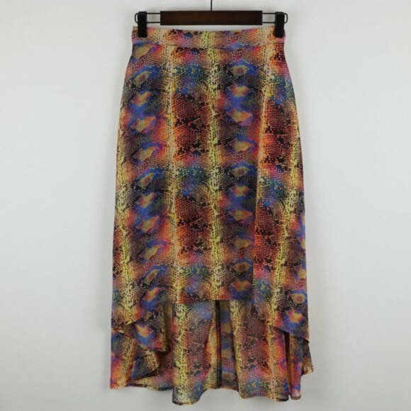 Disney D-Signed Girls Large Multicolor Snake Print High Low Pull On Skirt - Picture 1 of 8